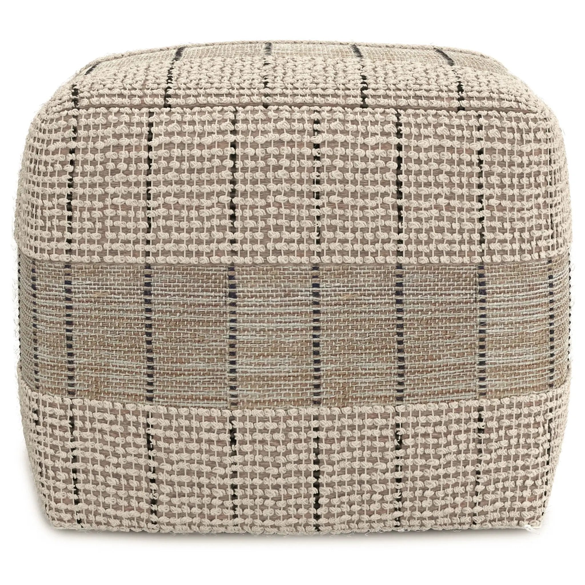 Elmer - Square Woven Pouf - Natural / Gray by HouseOfZazla