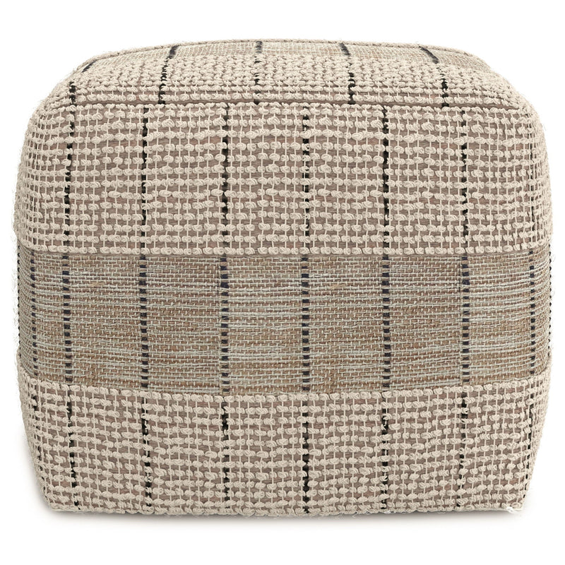 Square Woven Pouf with Handwoven Jute & Cotton - Natural / Gray, photo 3 of 7