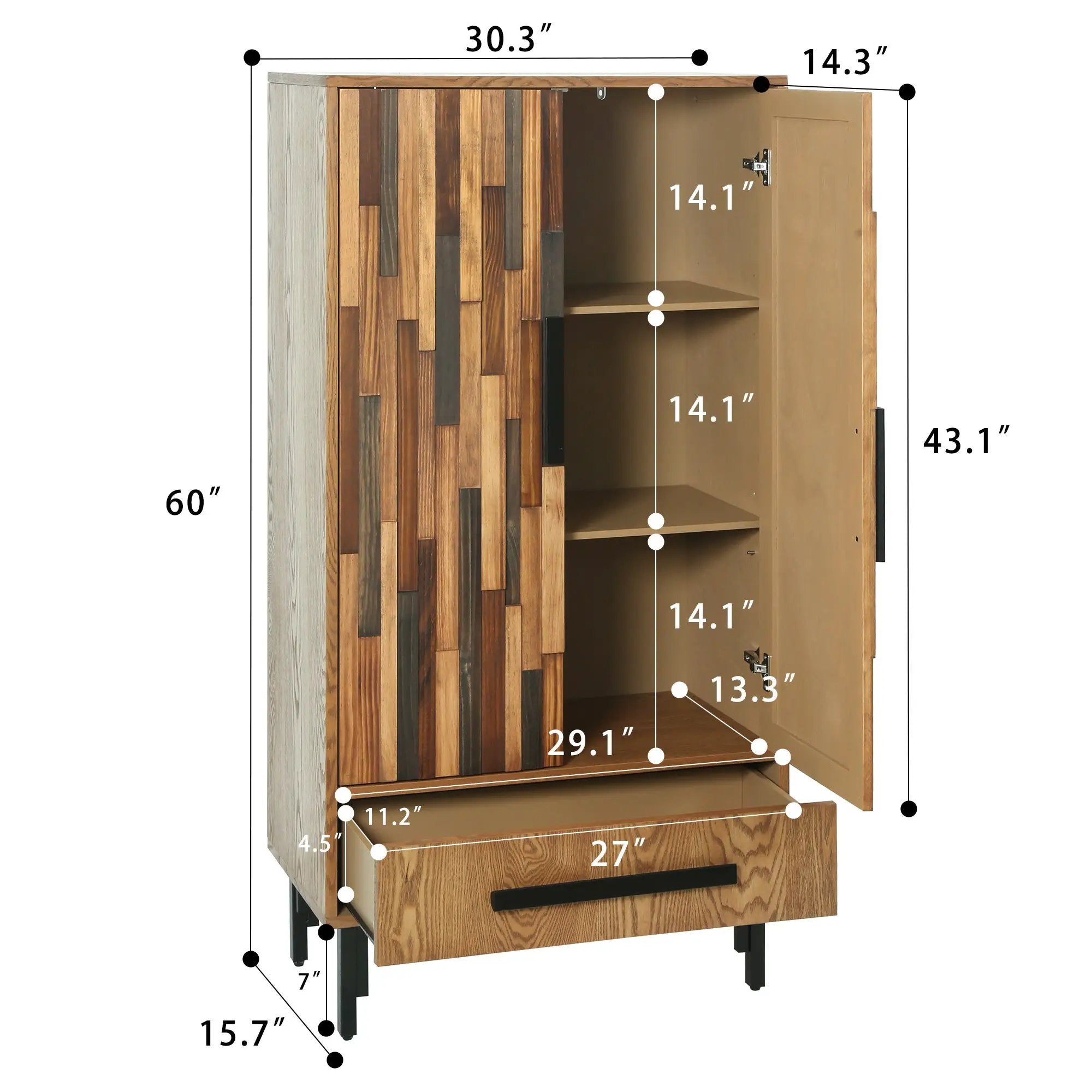 60" Tall Storage Cabinet with Drawer by HouseOfZazla