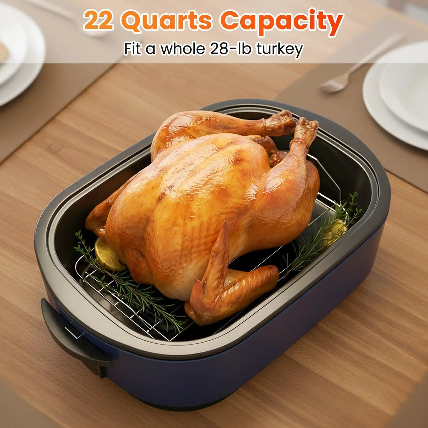 22QT Electric Roaster Oven Turkey Roaster with Visible and Self-Basting Lid by DirectDeals