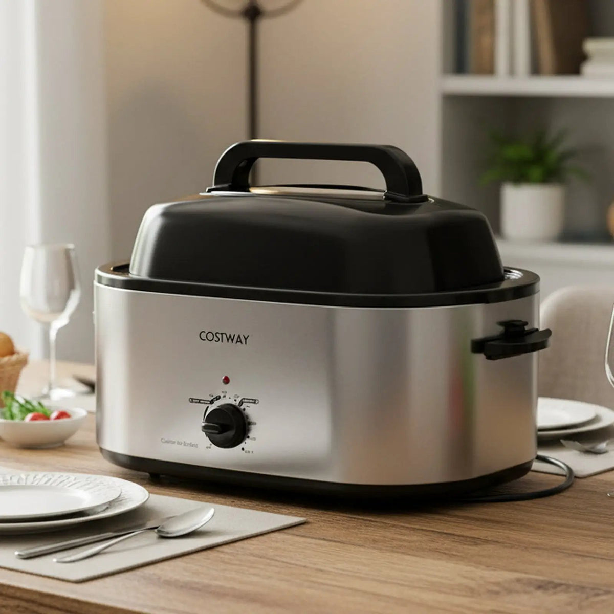 22QT Electric Roaster Oven Turkey Roaster with Visible and Self-Basting Lid by DirectDeals