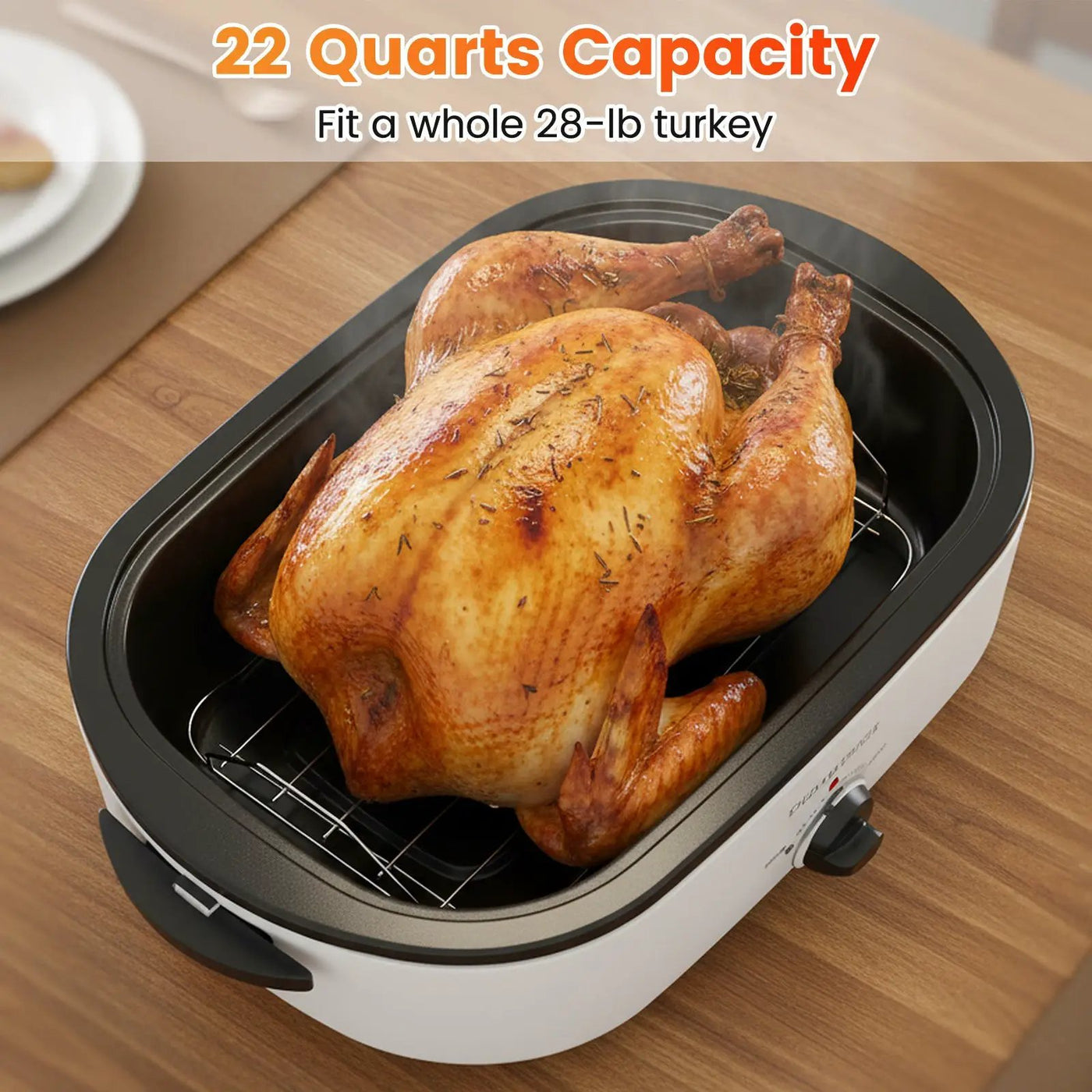 22QT Electric Roaster Oven Turkey Roaster with Visible and Self-Basting Lid by DirectDeals