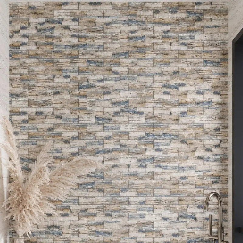 Blue Beige 12x12 Matte Brick Recycled Glass Mosaic Tile (10 pack, 9.18 sq ft/case) by Apollo Tile