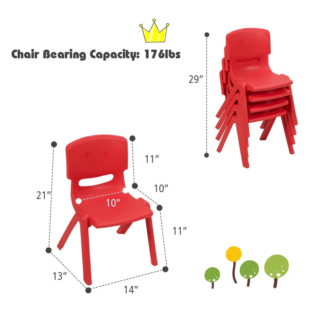 4-pack Kids Plastic Stackable Classroom Chairs by DirectDeals