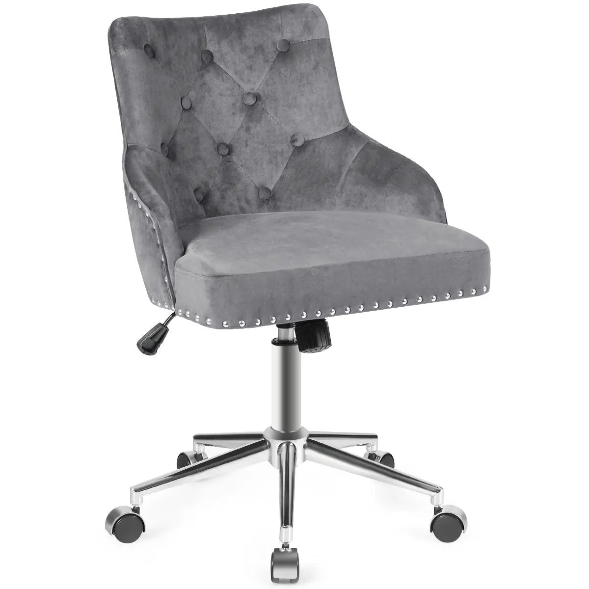 Tufted Upholstered Swivel Computer Desk Chair with Nailed Tri by DirectDeals
