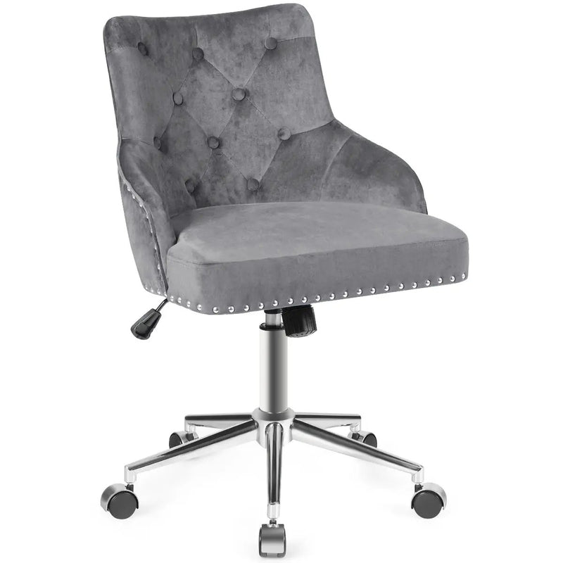 Tufted Upholstered Swivel Computer Desk Chair with Nailed Tri by DirectDeals