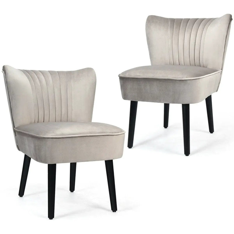 Set of 2 Upholstered Modern Leisure Club Chairs with Solid Wood Legs by DirectDeals