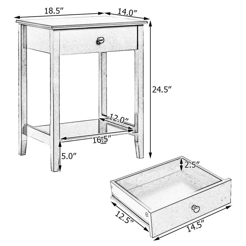 Wooden Nightstand End Table Storage Display by DirectDeals