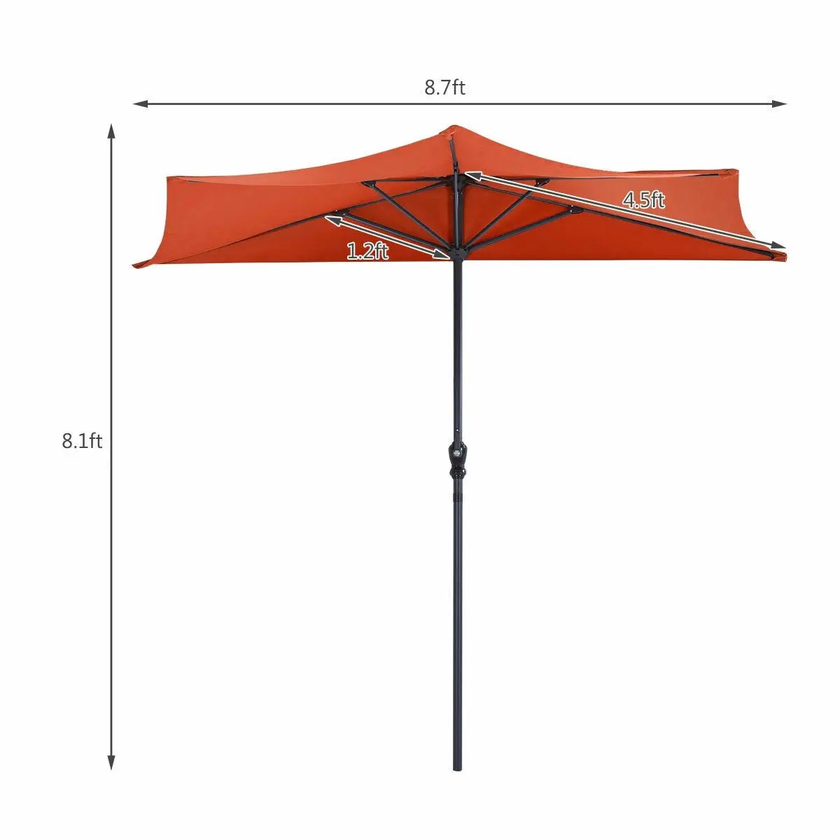 9Ft Patio Bistro Half Round Umbrella by DirectDeals