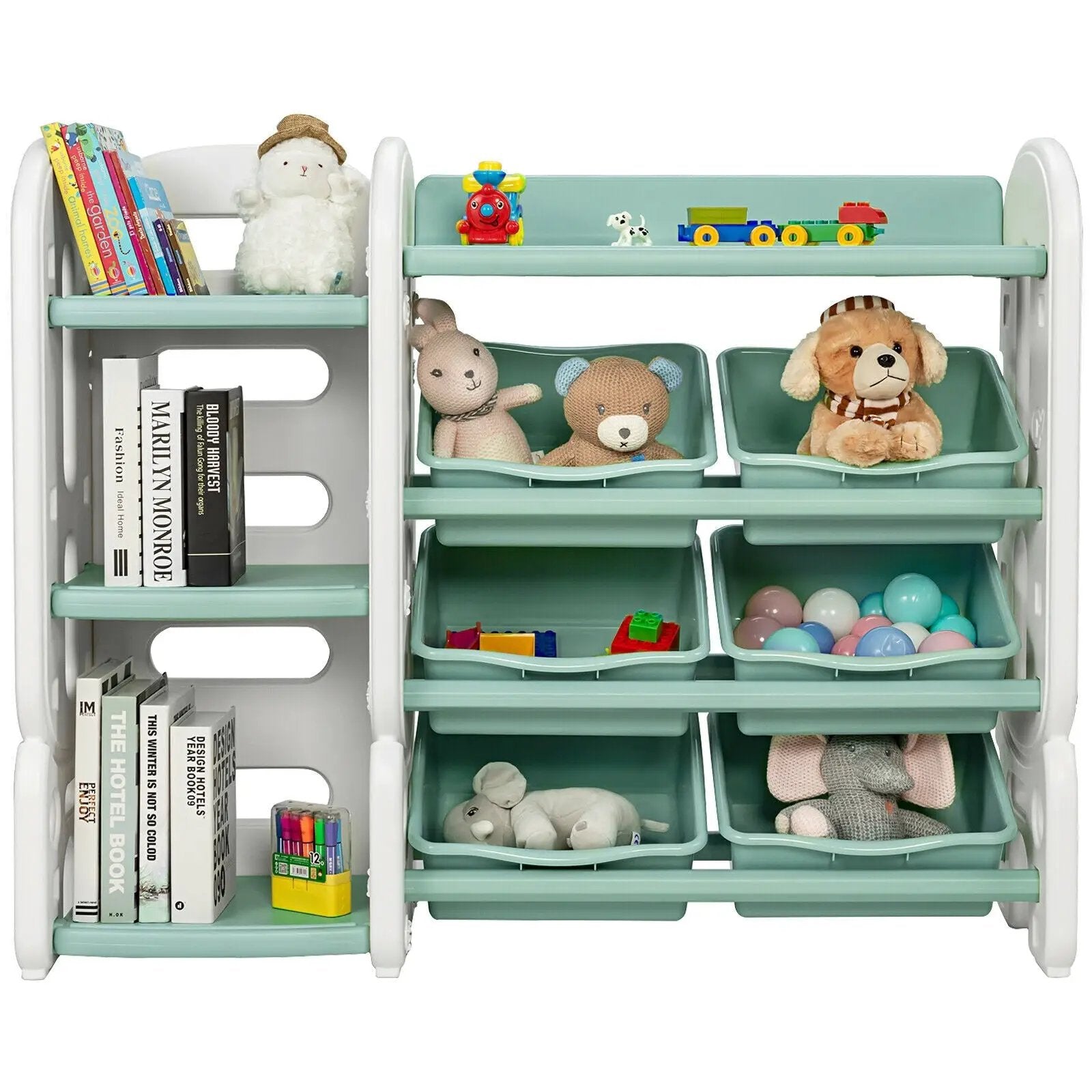 Kids Toy Storage Organizer with Bins and Multi-Layer Shelf for Bedroom Playroom by DirectDeals