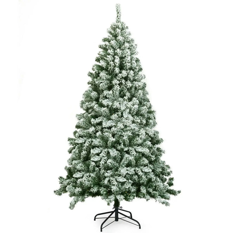 6 Feet Snow Flocked Artificial Christmas Tree Hinged with 928 Tips by DirectDeals