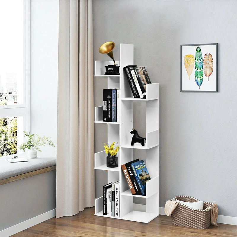 8-Tier Bookshelf Bookcase with 8 Open Compartments Space-Saving Storage Rack by DirectDeals