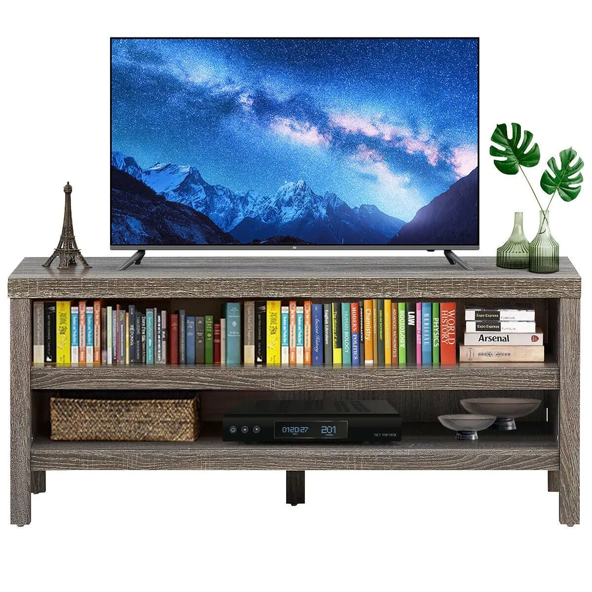 3-Tier TV Stand Console Cabinet for TV's up to 45 Inch with Storage Shelves by DirectDeals