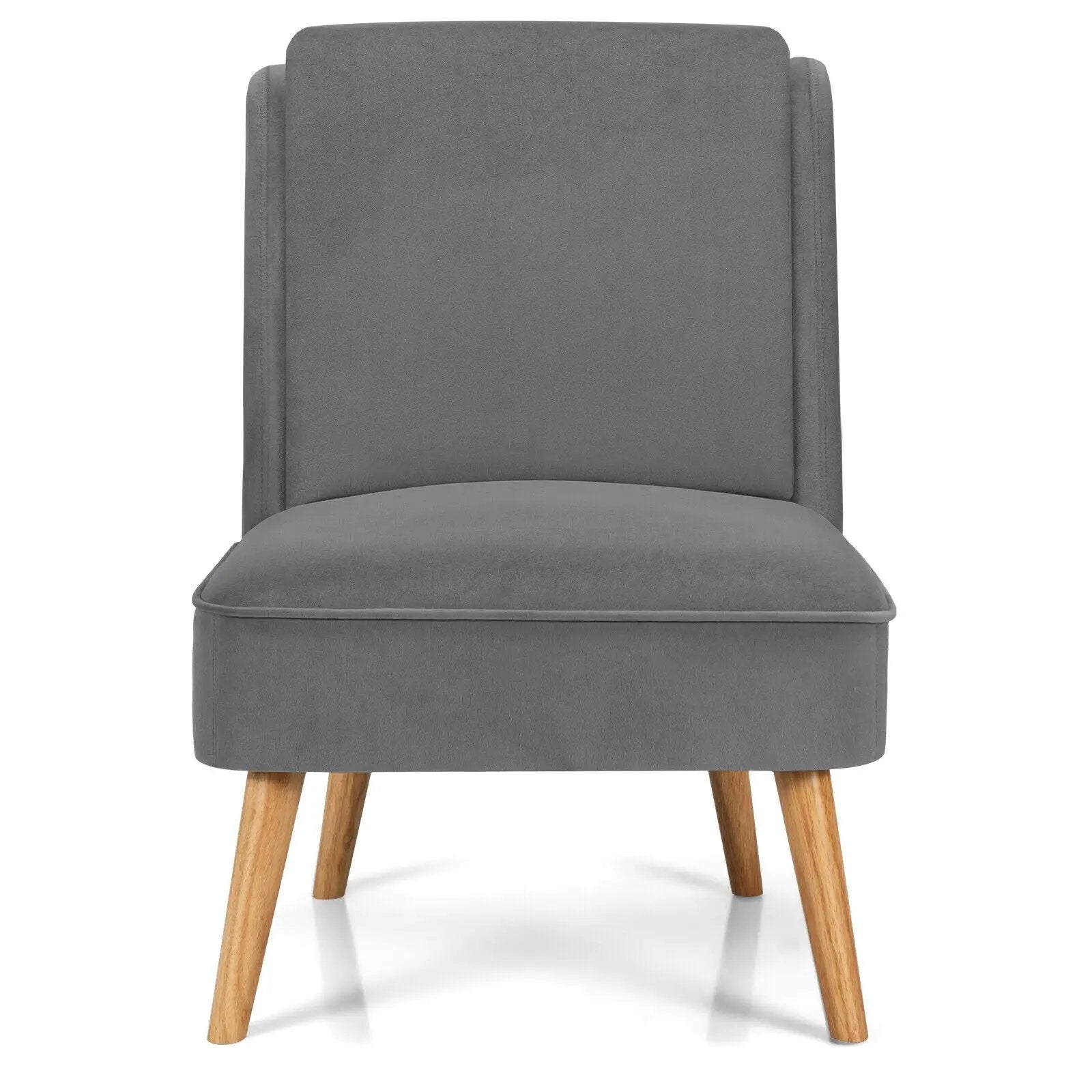 Velvet Accent Armless Side Chair with Rubber Wood Legs for Bedroom by DirectDeals