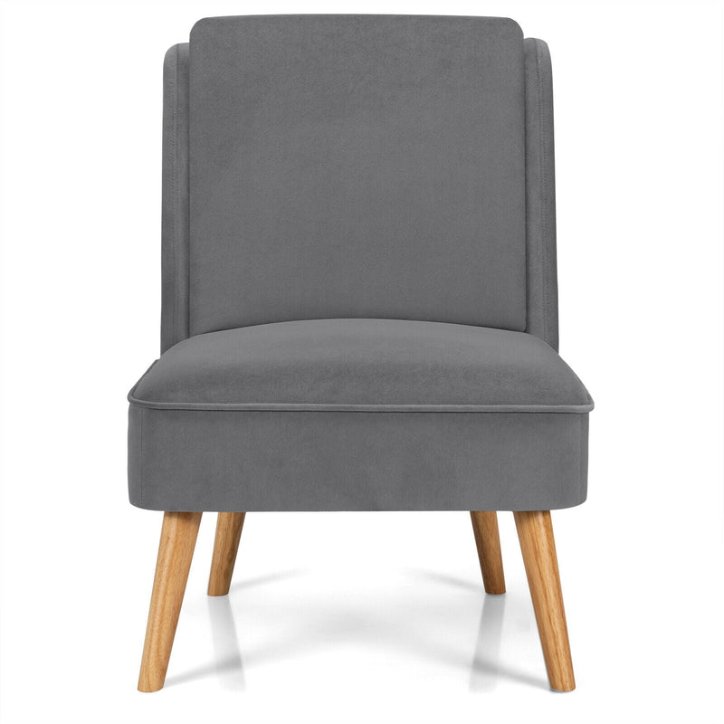 Velvet Accent Armless Side Chair with Rubber Wood Legs for Bedroom by DirectDeals