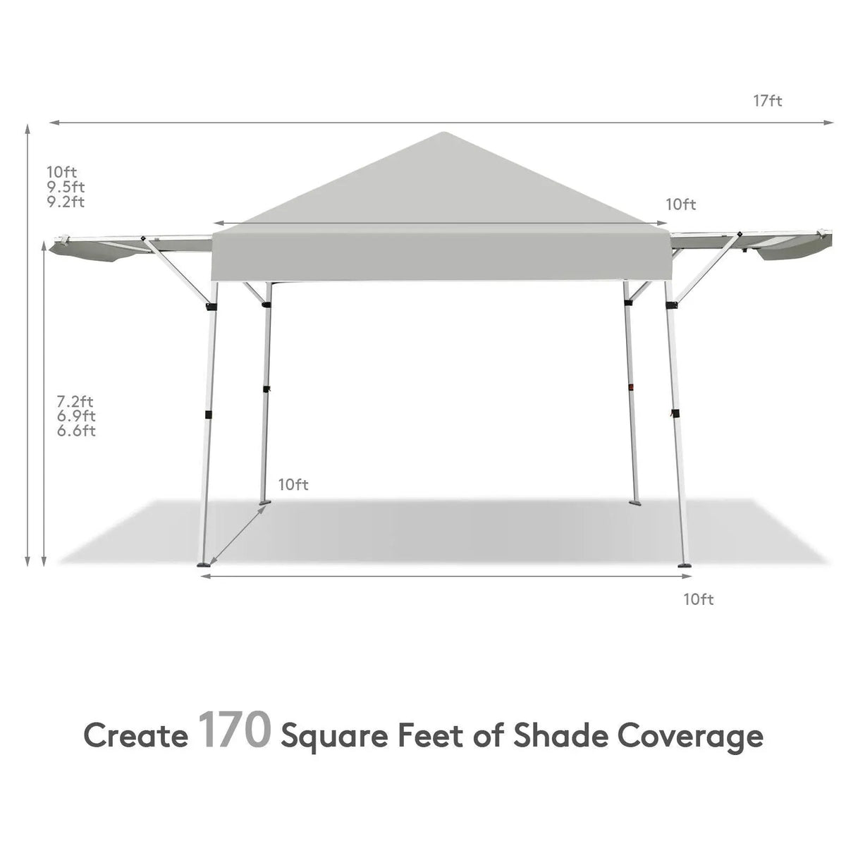 17 Feet x 10 Feet Foldable Pop Up Canopy with Adjustable Instant Sun Shelter by DirectDeals