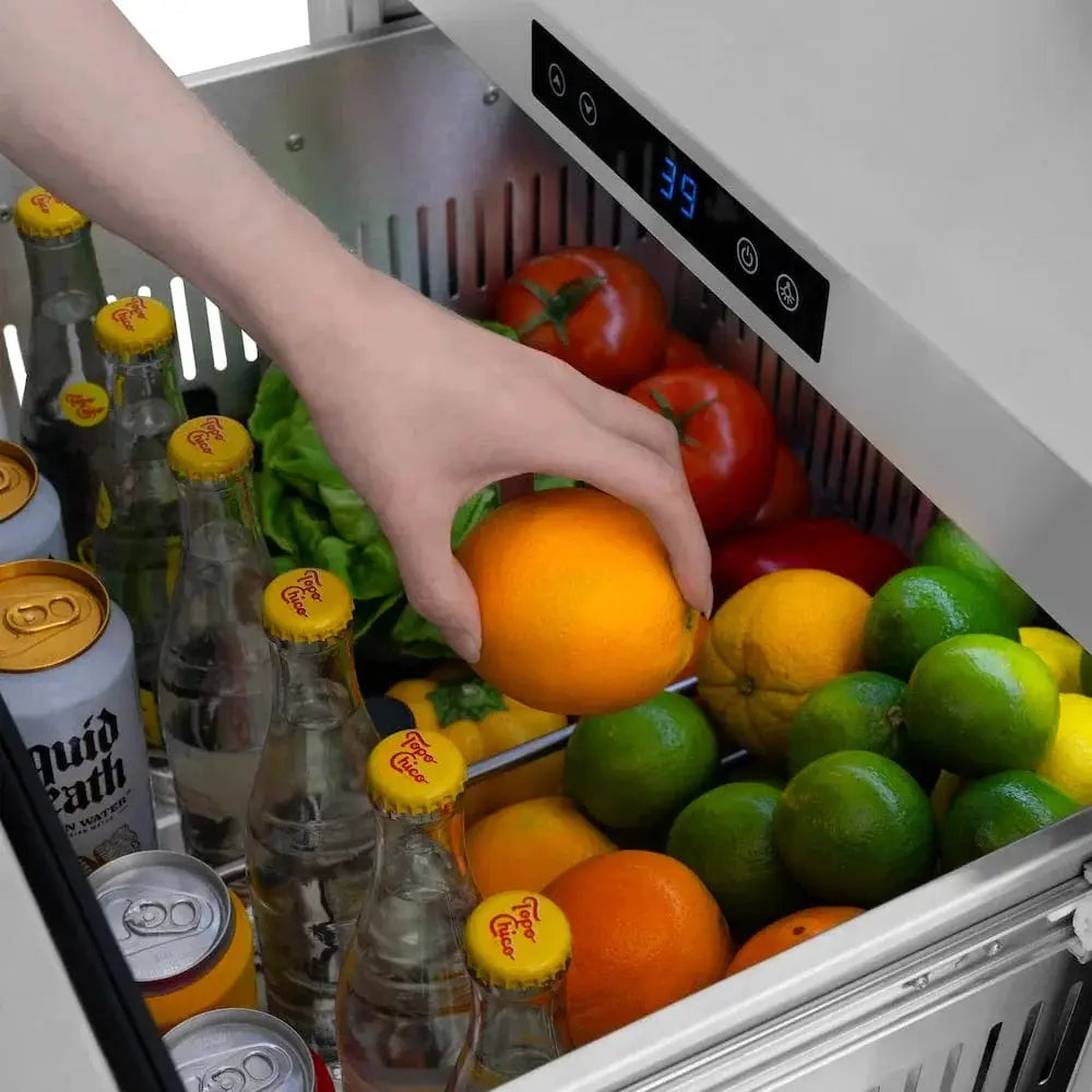 ZLINE 24" Touchstone 168 Can Outdoor-Rated Dual Refrigerator Drawer, Panel Ready, RDSPO-24 by Farmhouse Kitchen and Bath