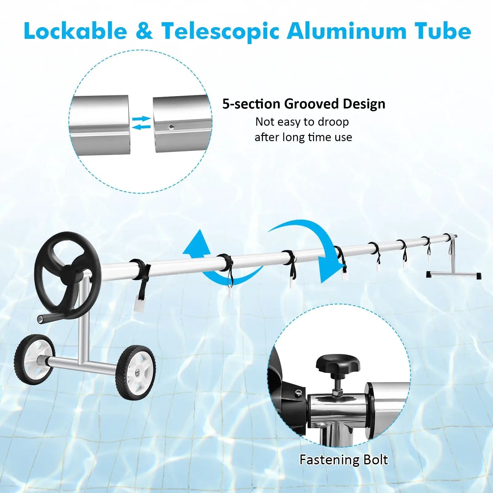 22 Ft Pool Cover Reel Set Aluminum In-ground Swimming Solar Cover Reel by DirectDeals