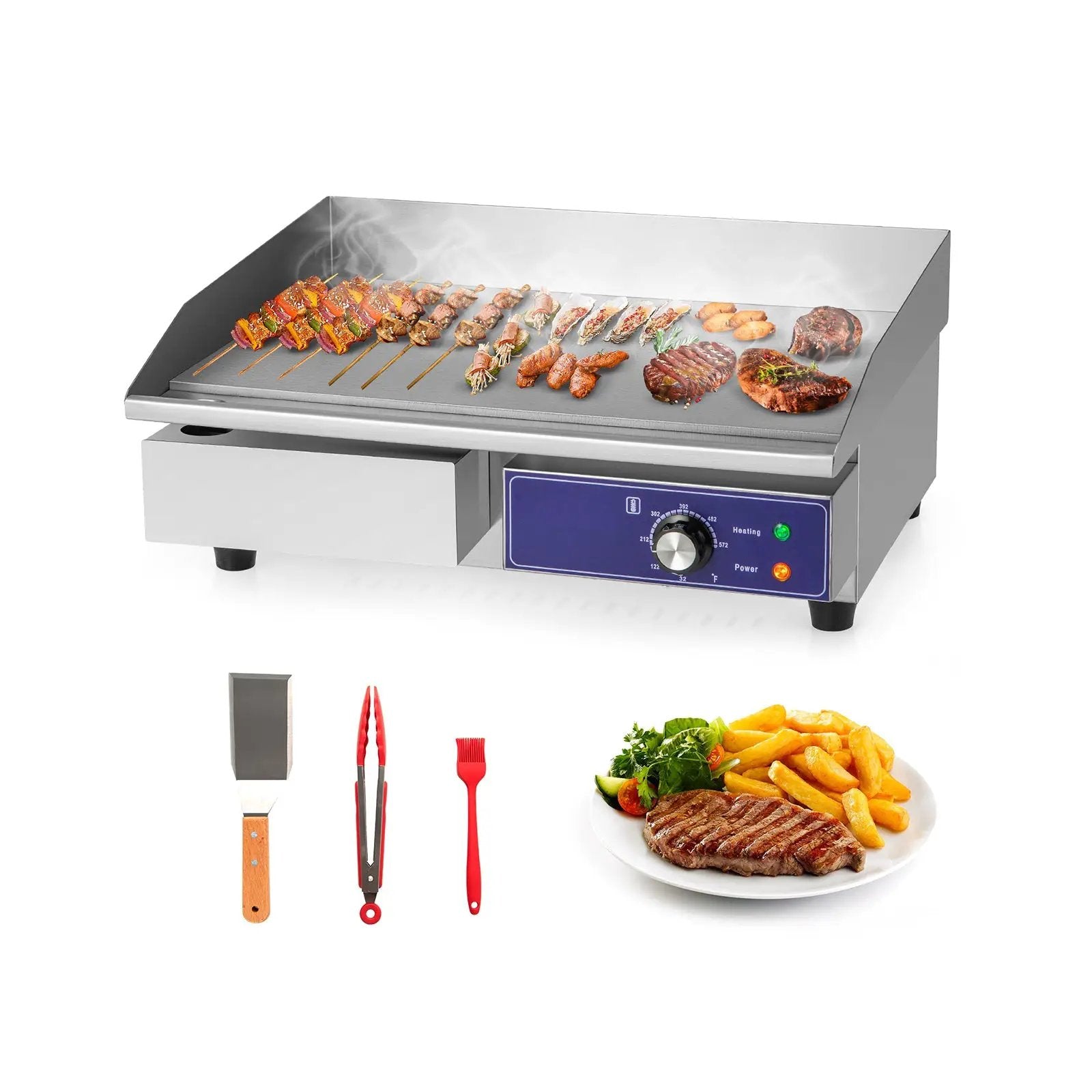22 Inch Countertop Electric Griddle 2000W 110V Commercial Stainless Steel Grill-Silver by DirectDeals