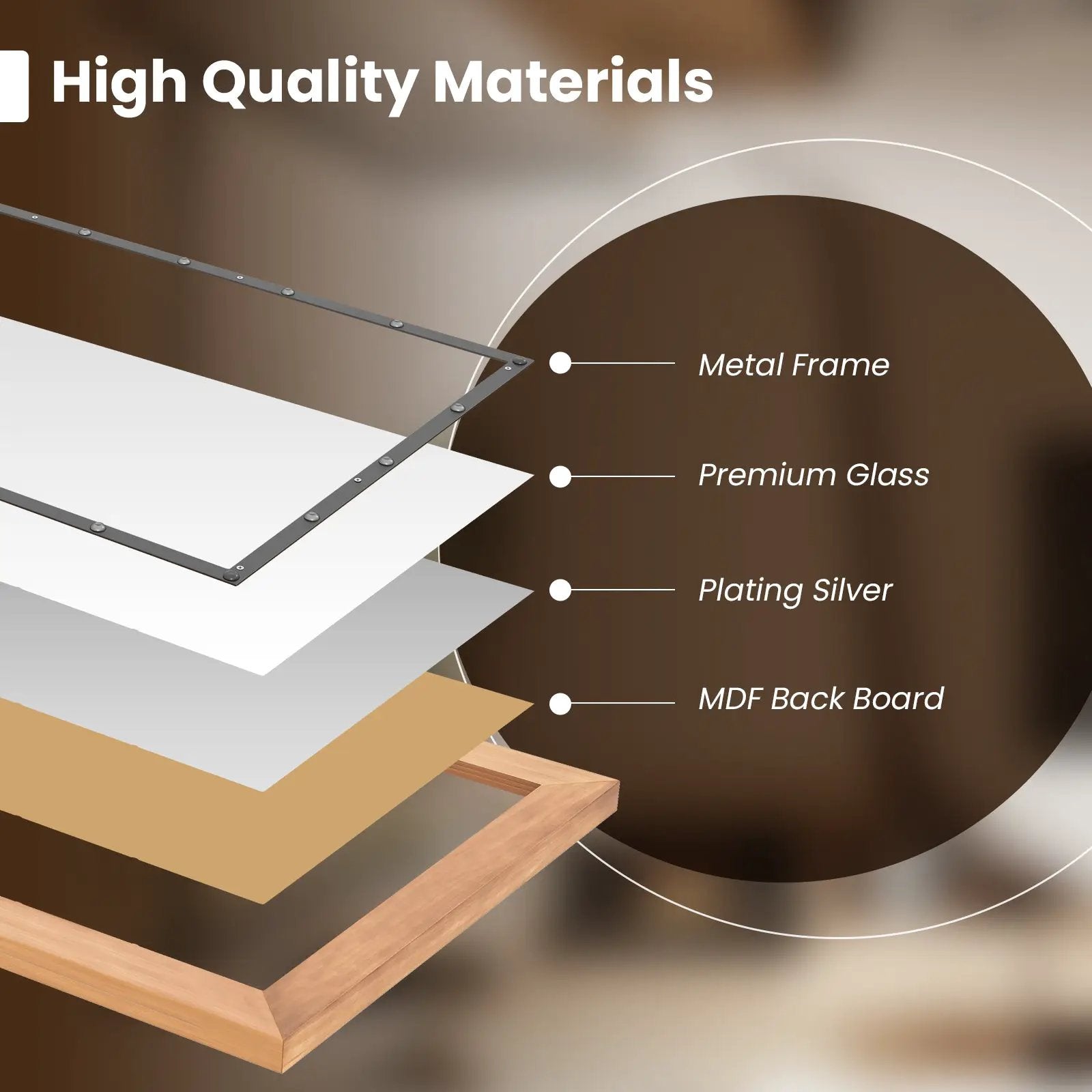 22 x 36 Inch Rectangular Frame Decor Wall Mounted Mirror with Back Board-Natural by DirectDeals