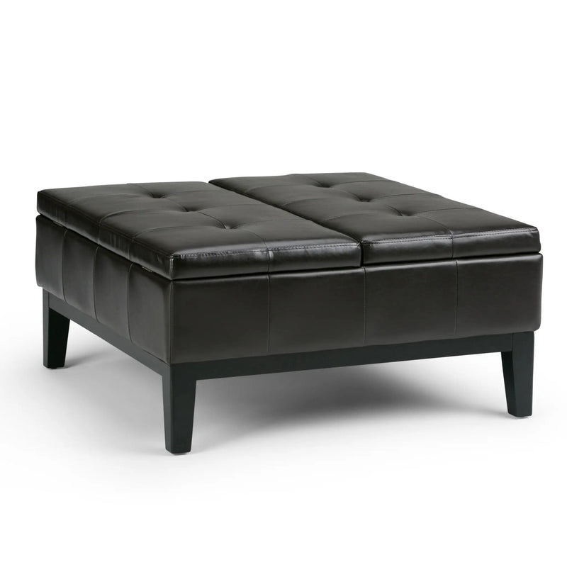 Dover - Square Coffee Table Storage Ottoman - Tanners Brown by HouseOfZazla