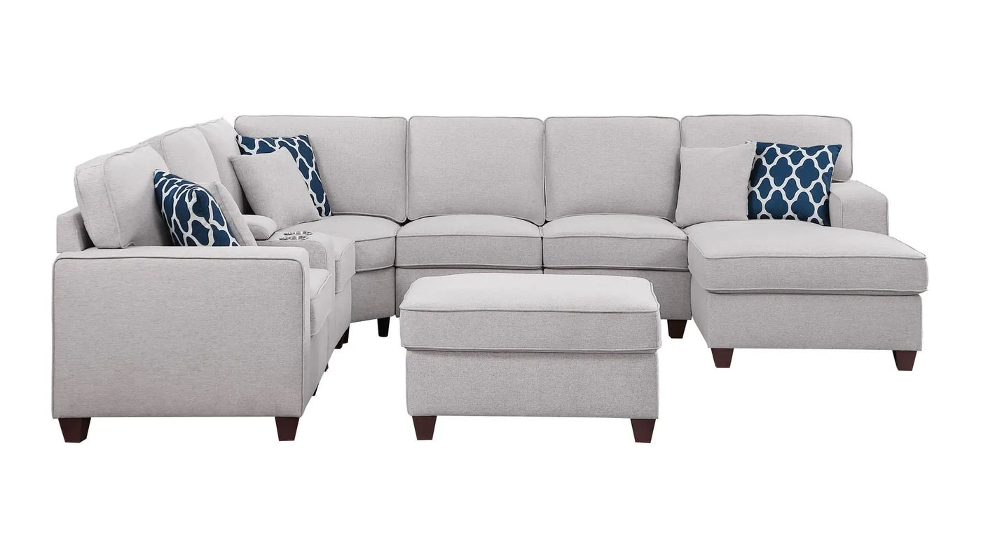 Tina - 8 Piece Upholstered Sectional With Ottoman by HouseOfZazla