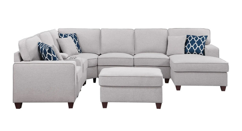 Tina - 8 Piece Upholstered Sectional With Ottoman by HouseOfZazla