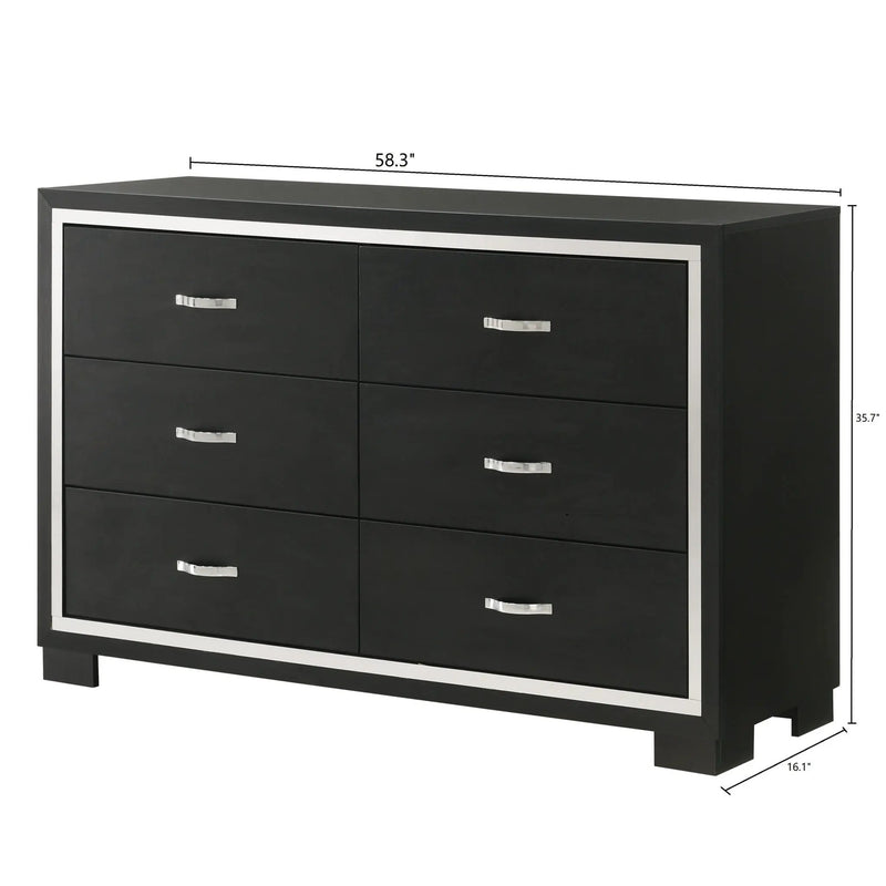6 Drawer Dresser With Handles Bedroom Furniture - Black by Unique Piece Furniture