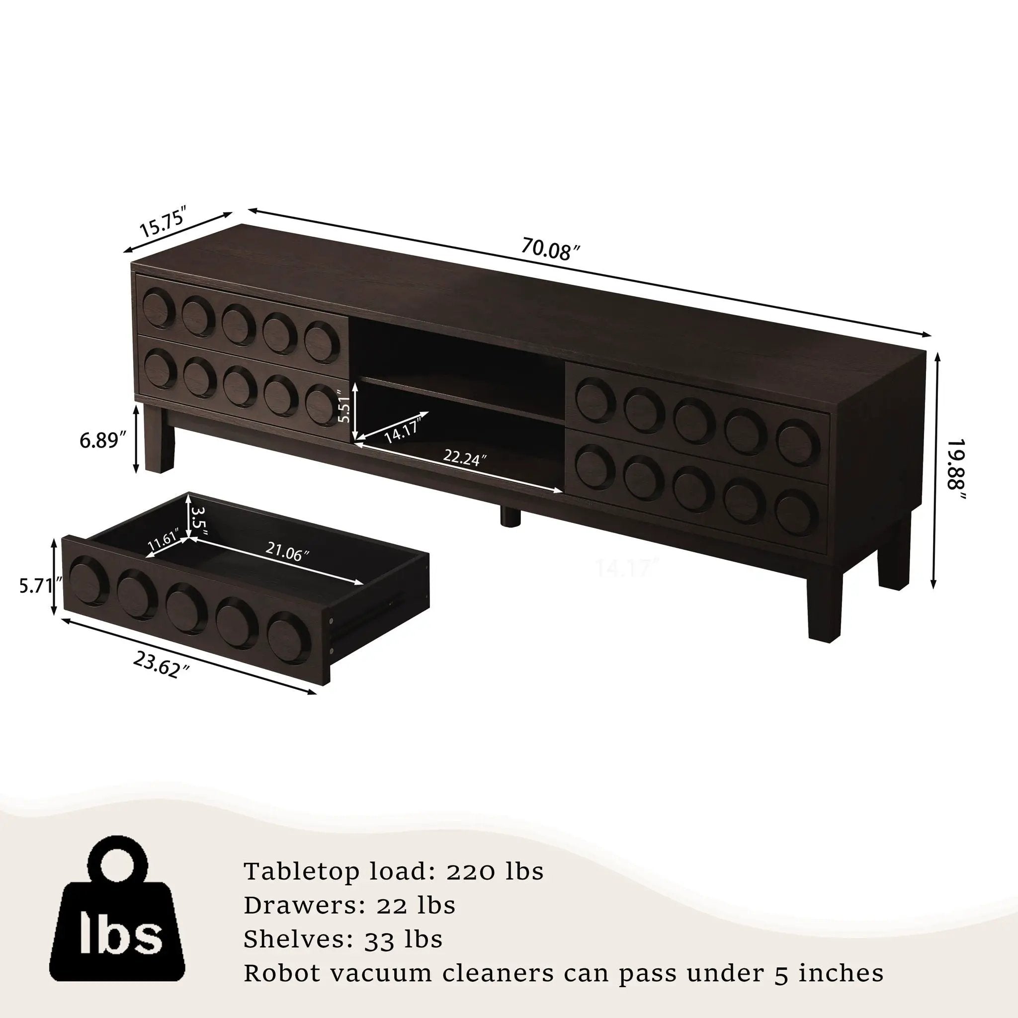 Media Console With 4 Drawers And Cable Management by HouseOfZazla