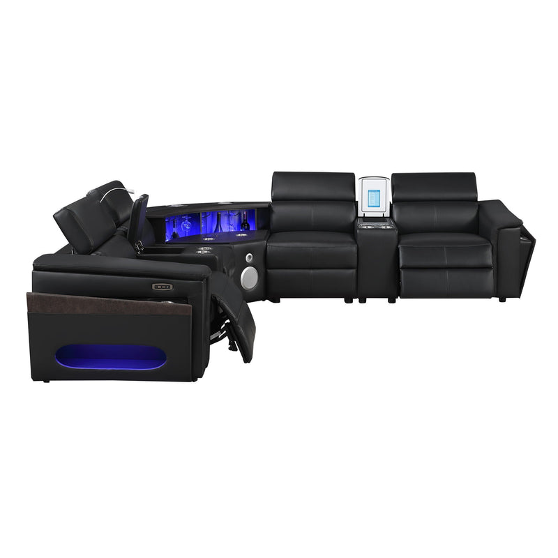 Nova - Sectional With Bluetooth Speaker, LED And Lifting Wine Cabinet by HouseOfZazla