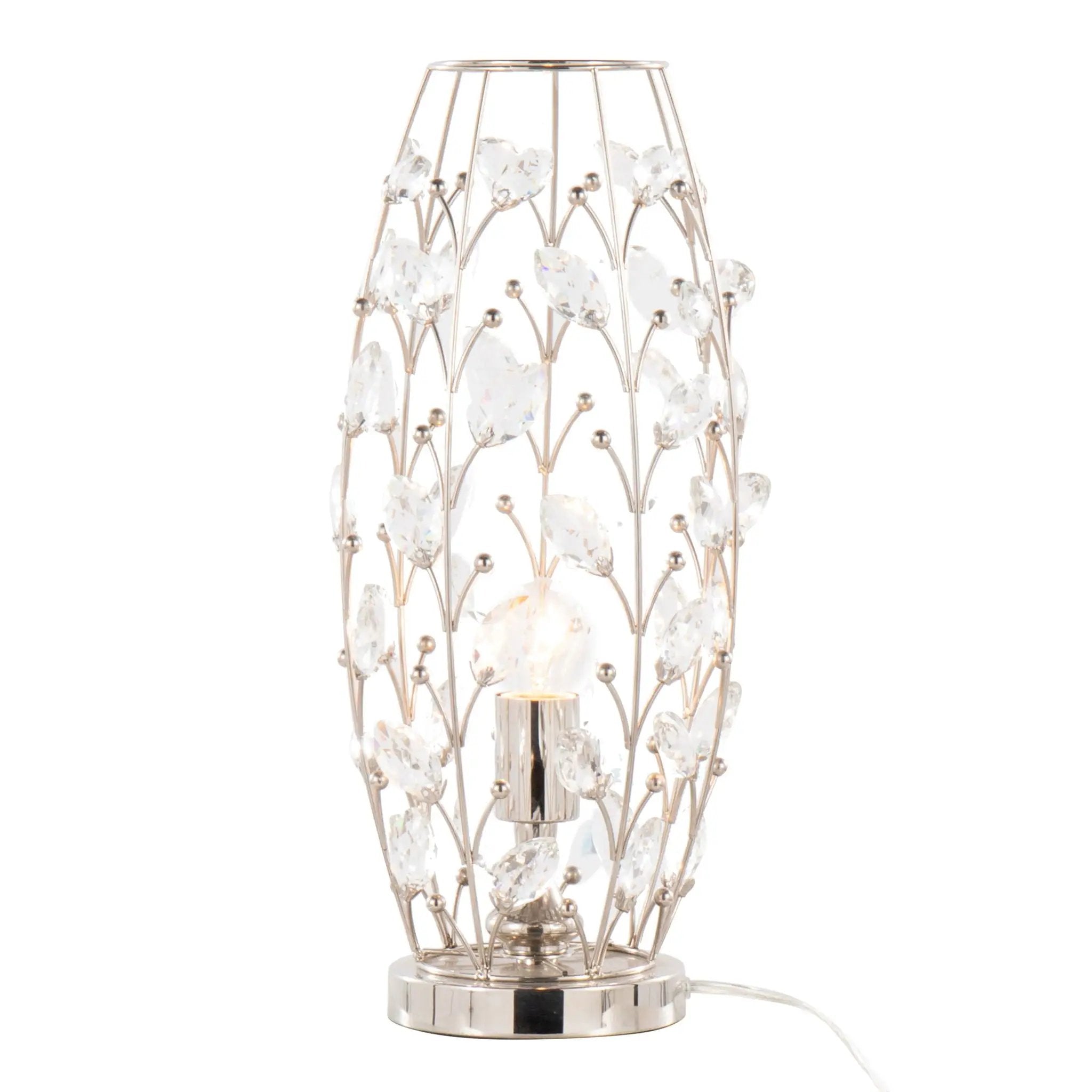 Crystal - Buds Contemporary Uplight Lamp - Polished Nickel / Clear Crystal by HouseOfZazla