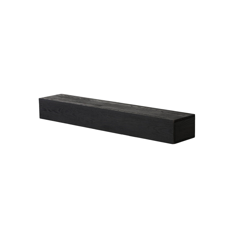 48'' Embossed Fireplace Mante, Wall Mounted Floating Shelf - Black by HouseOfZazla