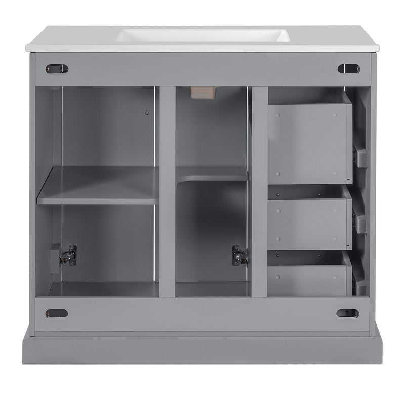 Bathroom Vanity With Sink, Soft Close Doors, Adjustable Shelf & 3 Drawers by HouseOfZazla
