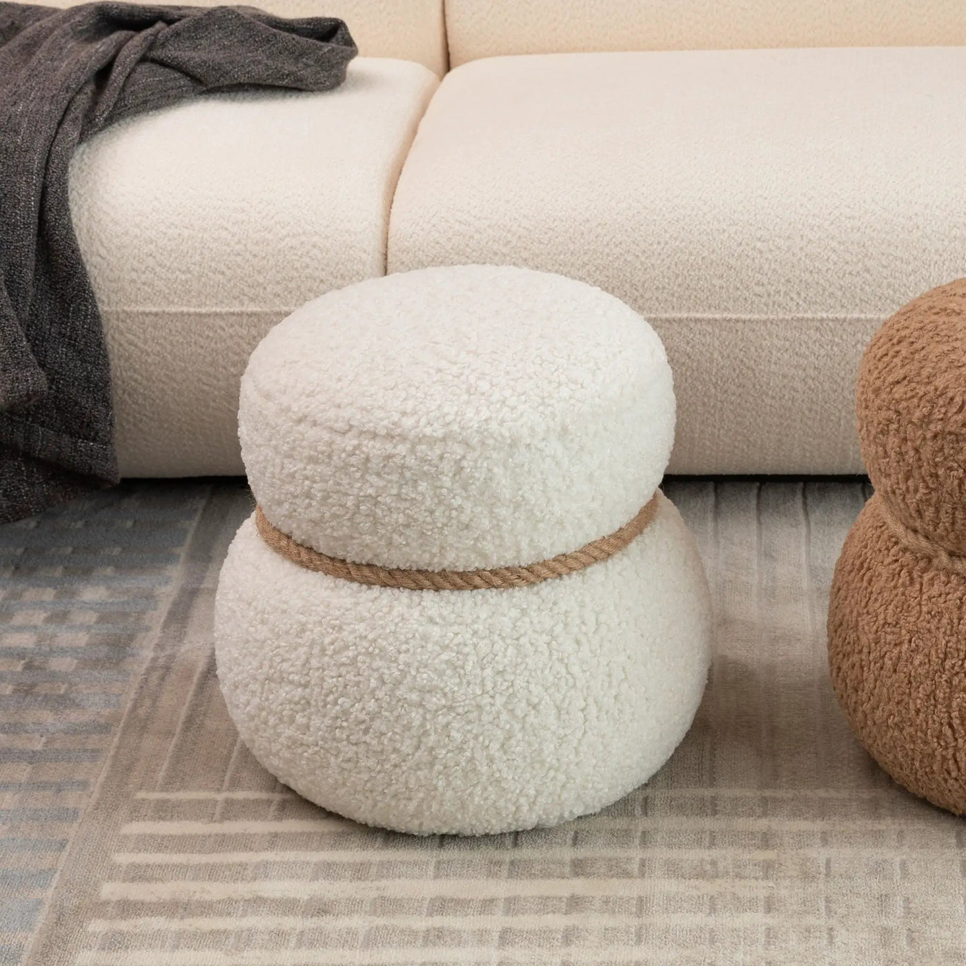 Snowman Stool With Cushion And Solid Wood Frame by HouseOfZazla