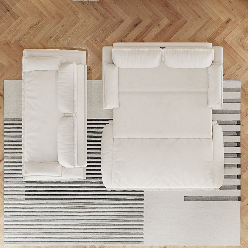 3-in-1 Convertible Velvet Sofa Bed with Queen Pull Out Sleeper - Beige/White, photo 8 of 10