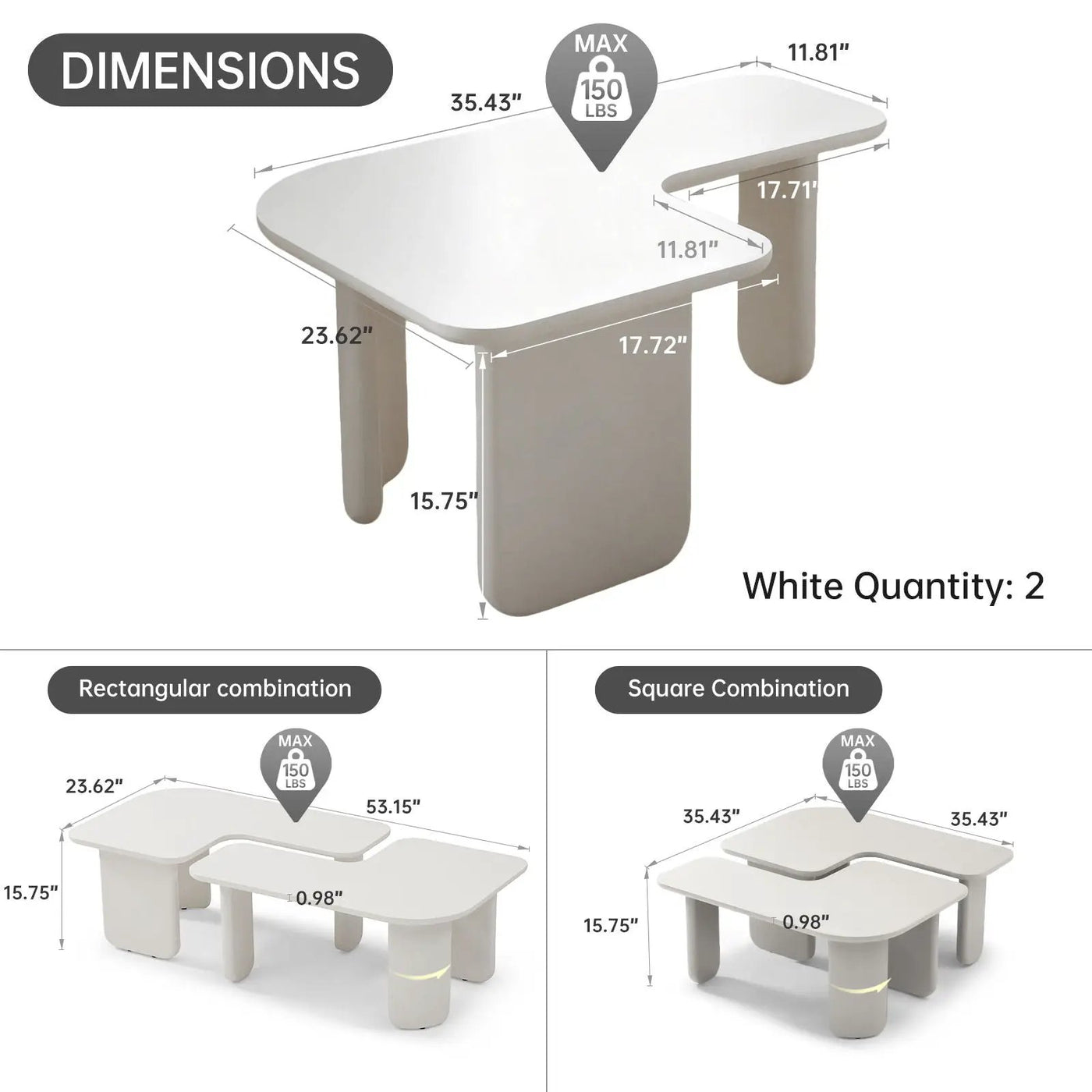 L-Shape Coffee Table For Living Room by HouseOfZazla