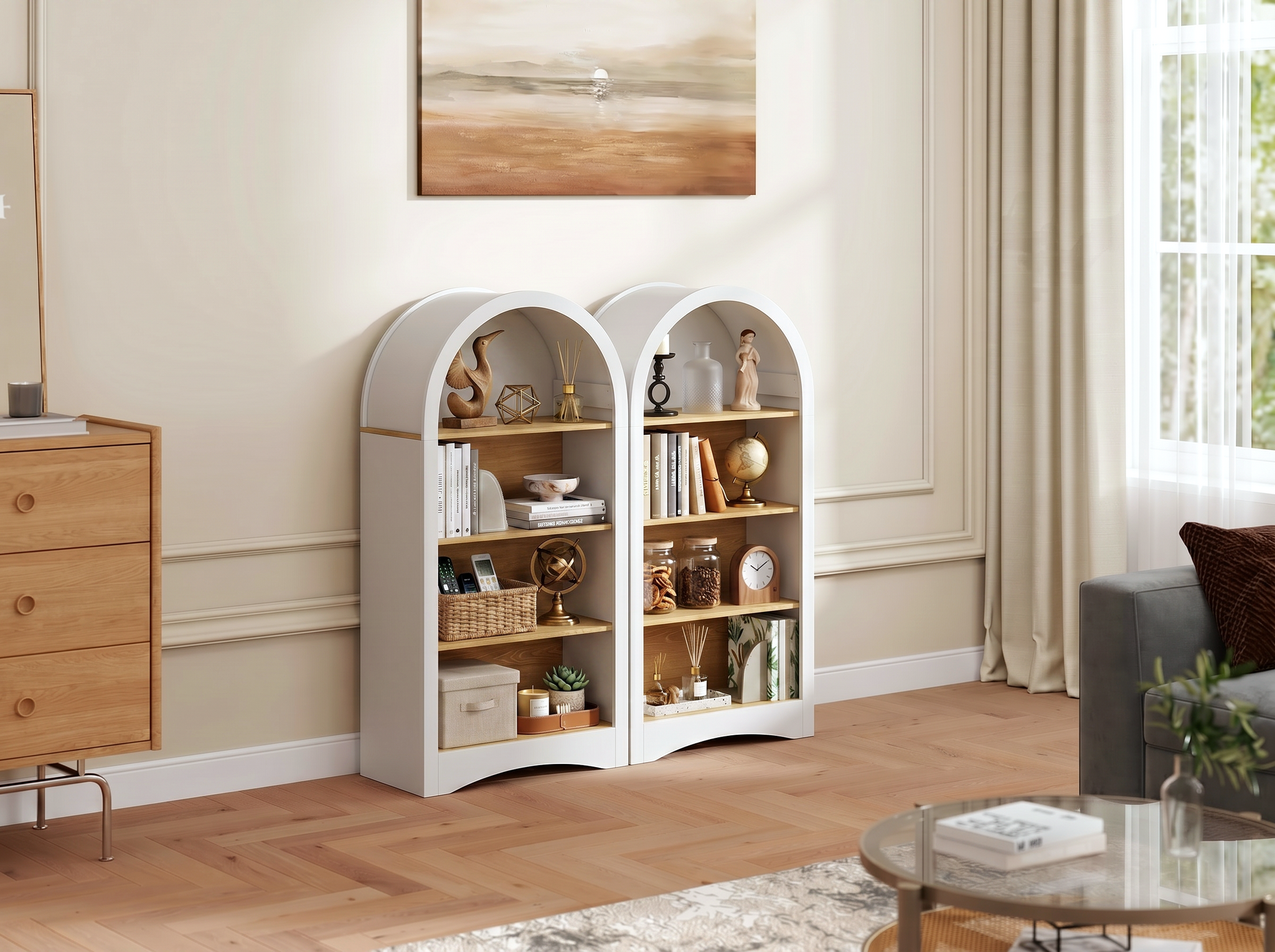 47" Freestanding Display Rack with Woodgrain Shelves by HouseOfZazla