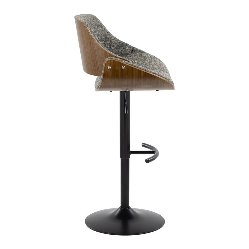 Fabrizzi - Mid Century Modern Adjustable BarStool With Rounded T Footrest (Set of 2) by Unique Piece Furniture