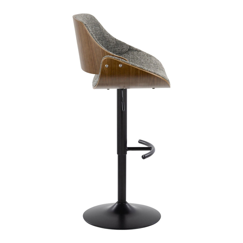 Fabrizzi - Mid Century Modern Adjustable BarStool With Rounded T Footrest (Set of 2) by Unique Piece Furniture