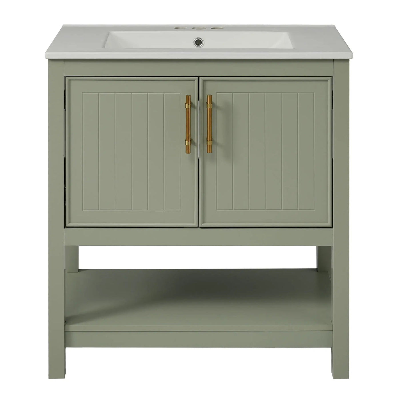 Elegant Bathroom Vanity With Ceramic Sink And Versatile Storage by HouseOfZazla