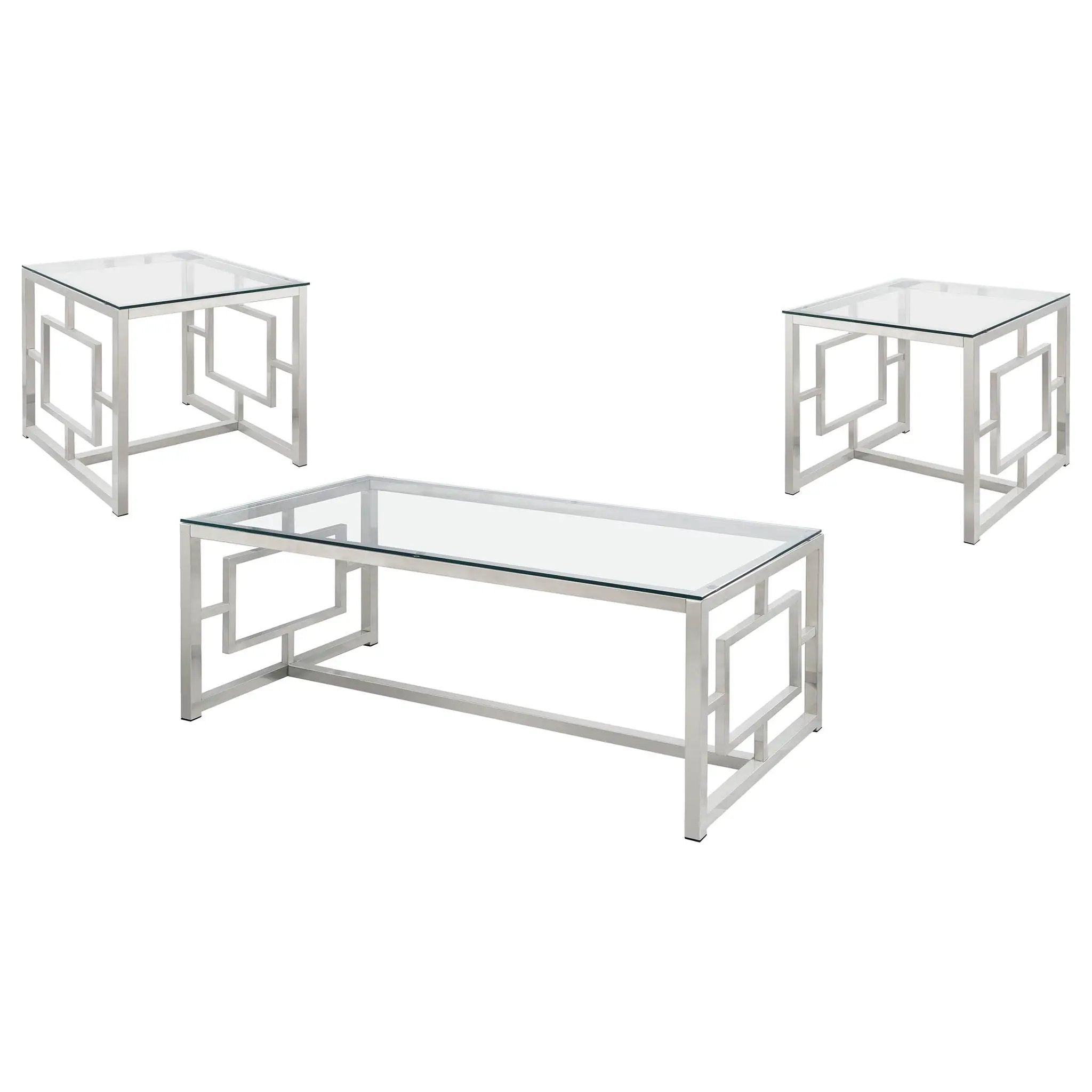 Merced 3-piece Rectangular Coffee and End Table Set Nickel by Unique Piece Furniture
