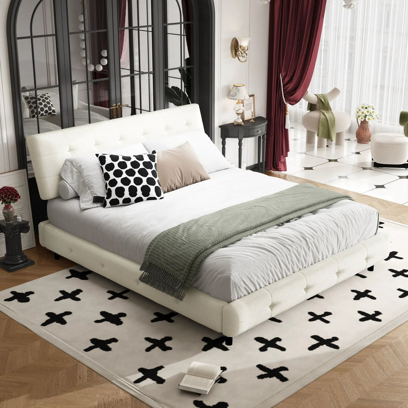 Tufted Headboard With Extra-Large Ultra-Soft Cloud Pillow Design by HouseOfZazla