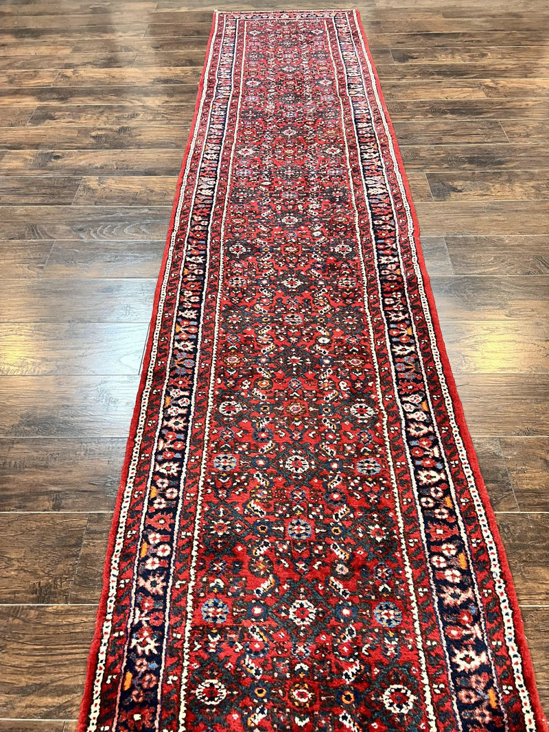 Long Persian Runner Rug 2.9 x 17, Red Handmade Wool Rug for Hallway, Antique Persian Carpet, 17ft Runner, Persian Hamadan Dargazine Rug by Jewel Rugs