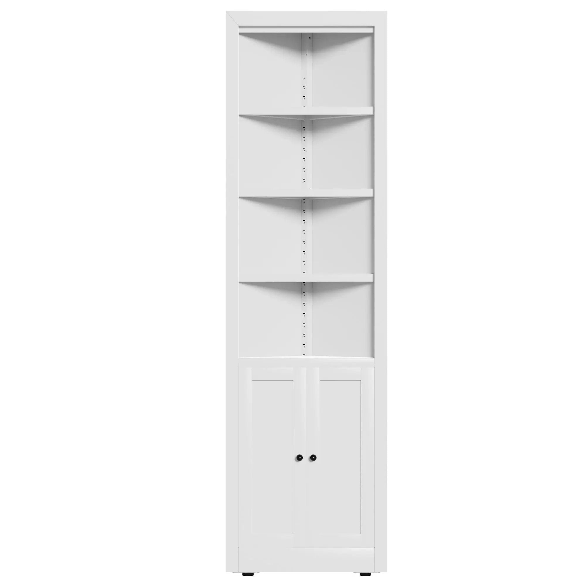 Tall Corner Storage Cabinet With 2 Doors, 5-Tier With Adjustable Shelve, Freestanding - White by Unique Piece Furniture