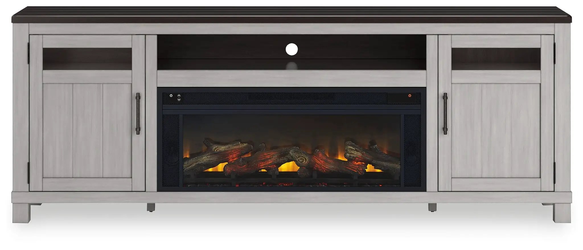 Darborn - 88" TV Stand With Electric Infrared Fireplace Insert - Gray / Brown by Unique Piece Furniture