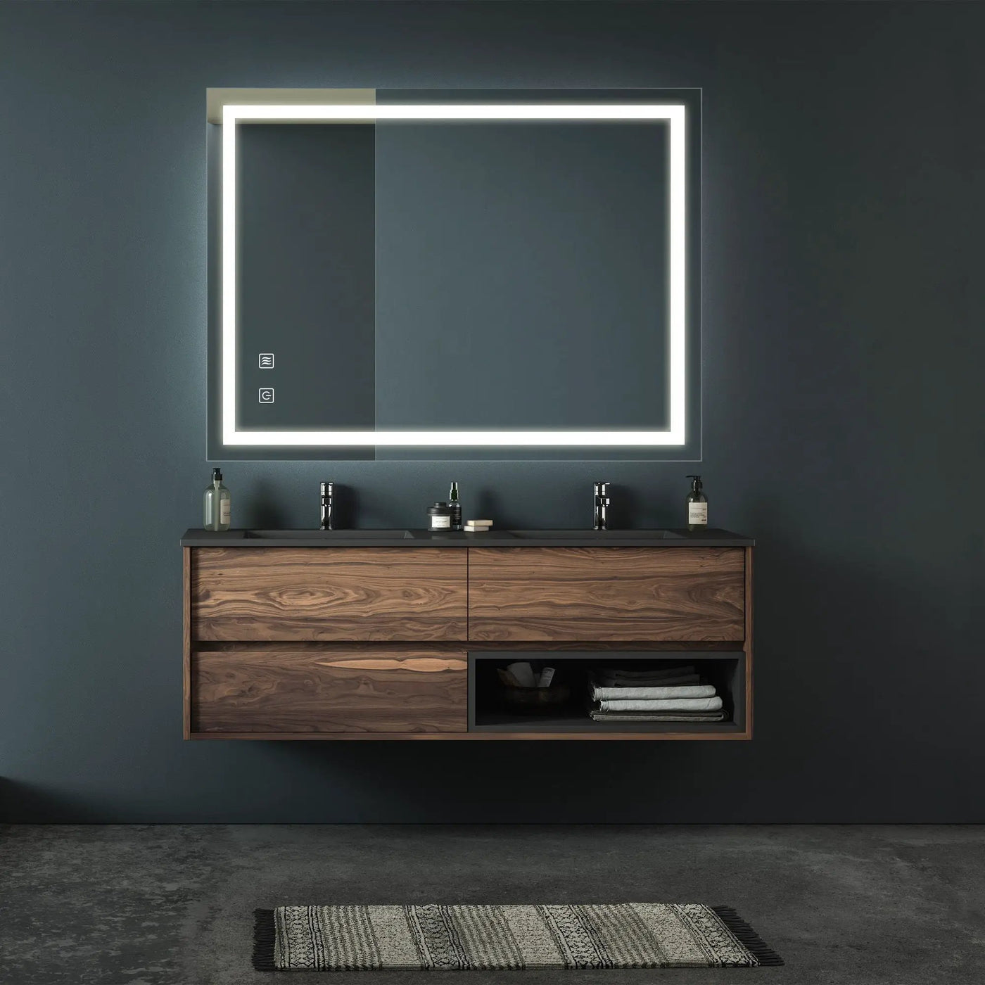 Bathroom Vanity Rectangle Mirror With Front Lighting, Anti Fog, Dimmable, Smart Memory Function by HouseOfZazla