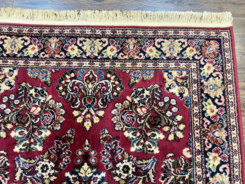 Karastan Rug 4.6 x 6 Lanamar Sarouk #5528, Red Wool Karastan Oriental Carpet, Discontinued, Antique, Wool Pile by Jewel Rugs