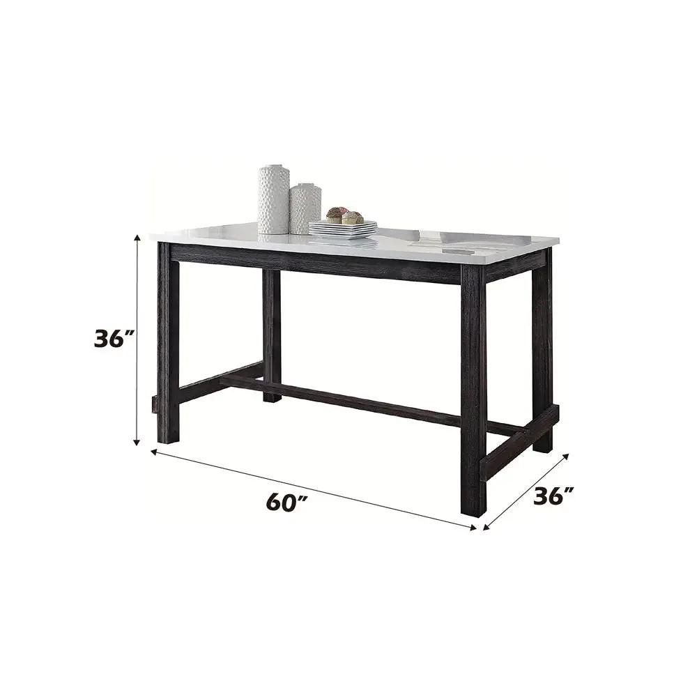 Yelena - Counter Height Table With Marble Top - Marble Top & Weathered Espresso by Unique Piece Furniture