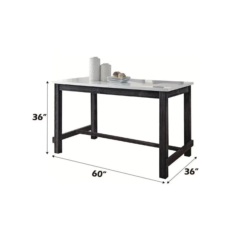 Yelena - Counter Height Table With Marble Top - Marble Top & Weathered Espresso by Unique Piece Furniture