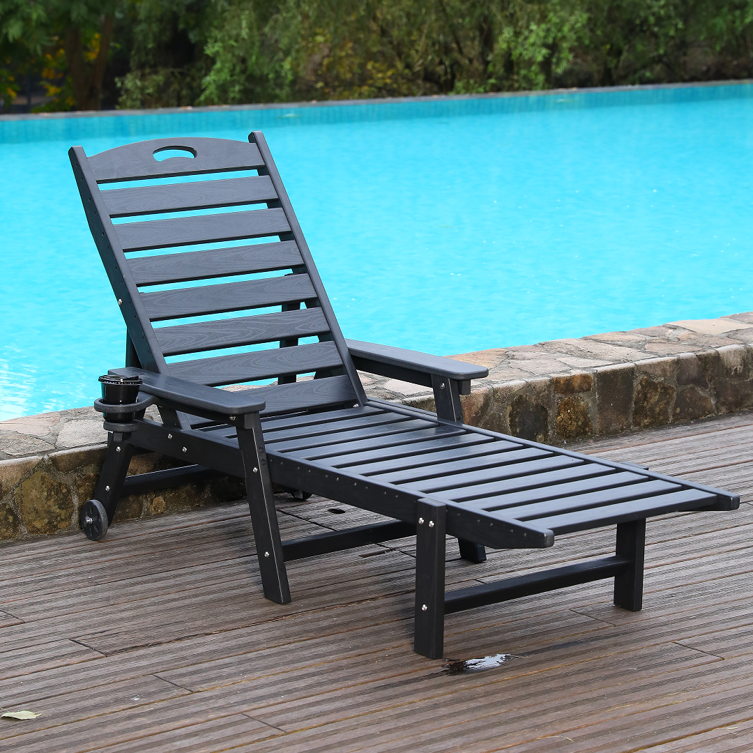 HDPE Chaise Lounge Chair Outdoor with Adjustable Backrest by HouseOfZazla